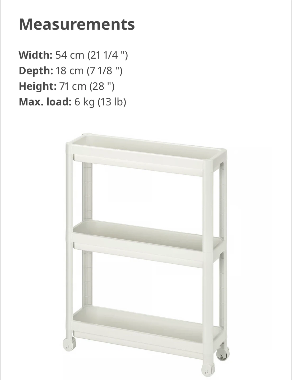 IKEA White Vesken  Cart - photo 4