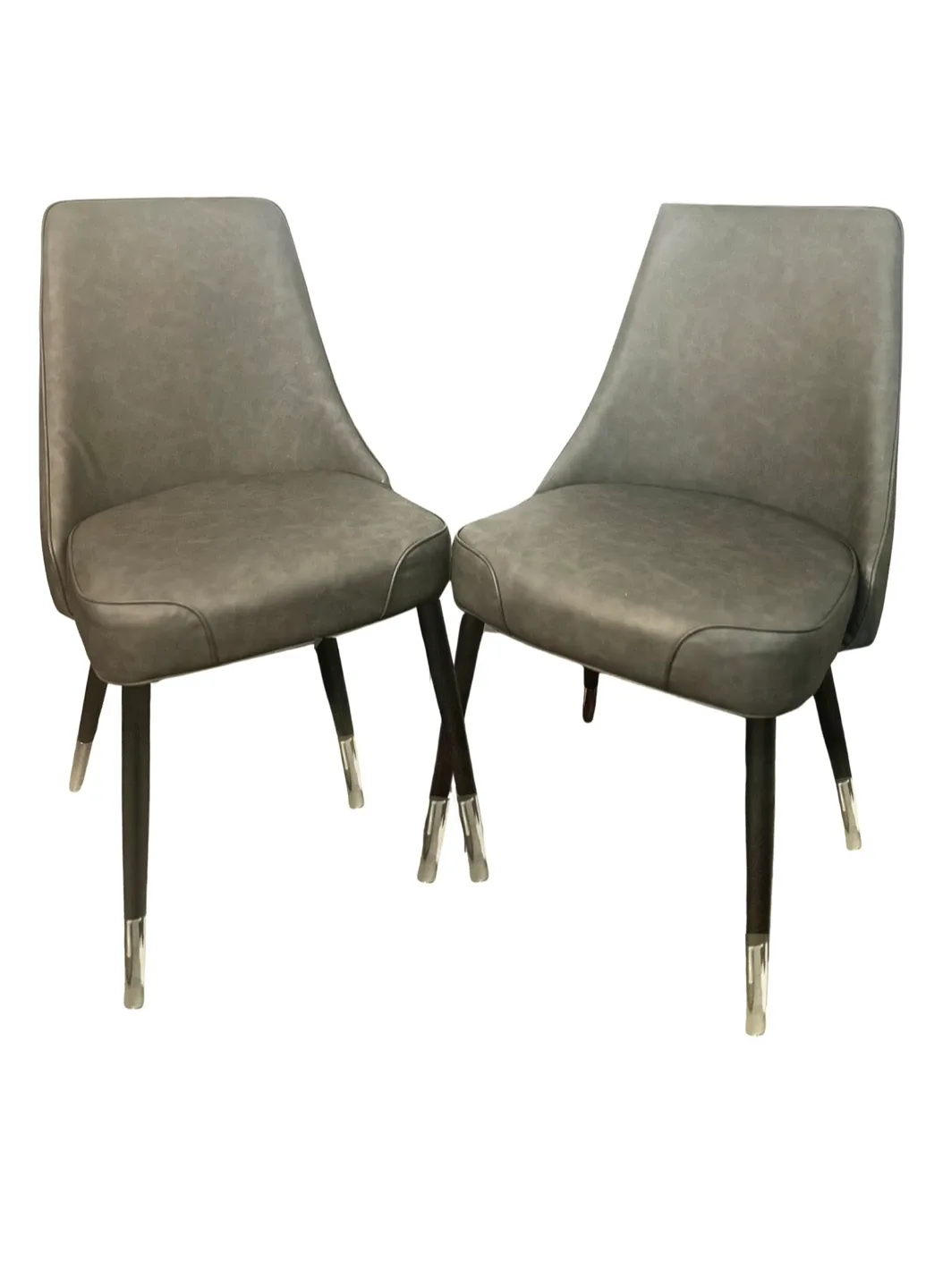 Set of 2 Gray Upholstered Dining Chairs