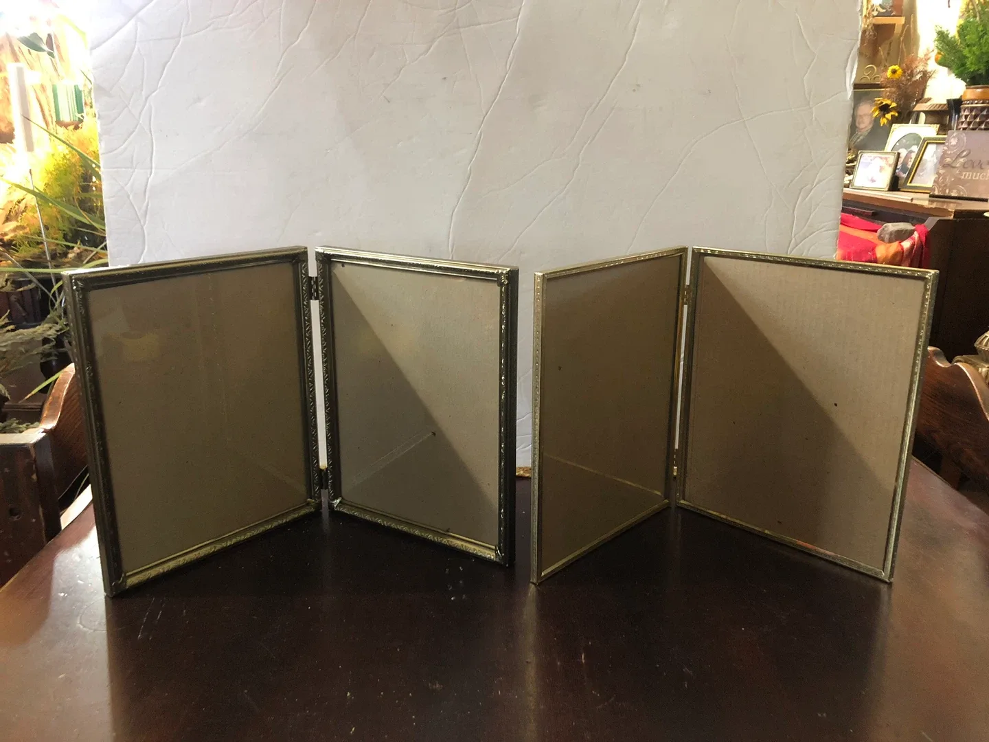 Vintage Brass Double Table Top Picture Frames. (2) 8x10