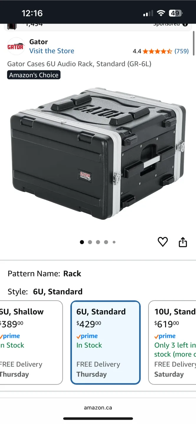 Gator Cases 6U Audio Rack