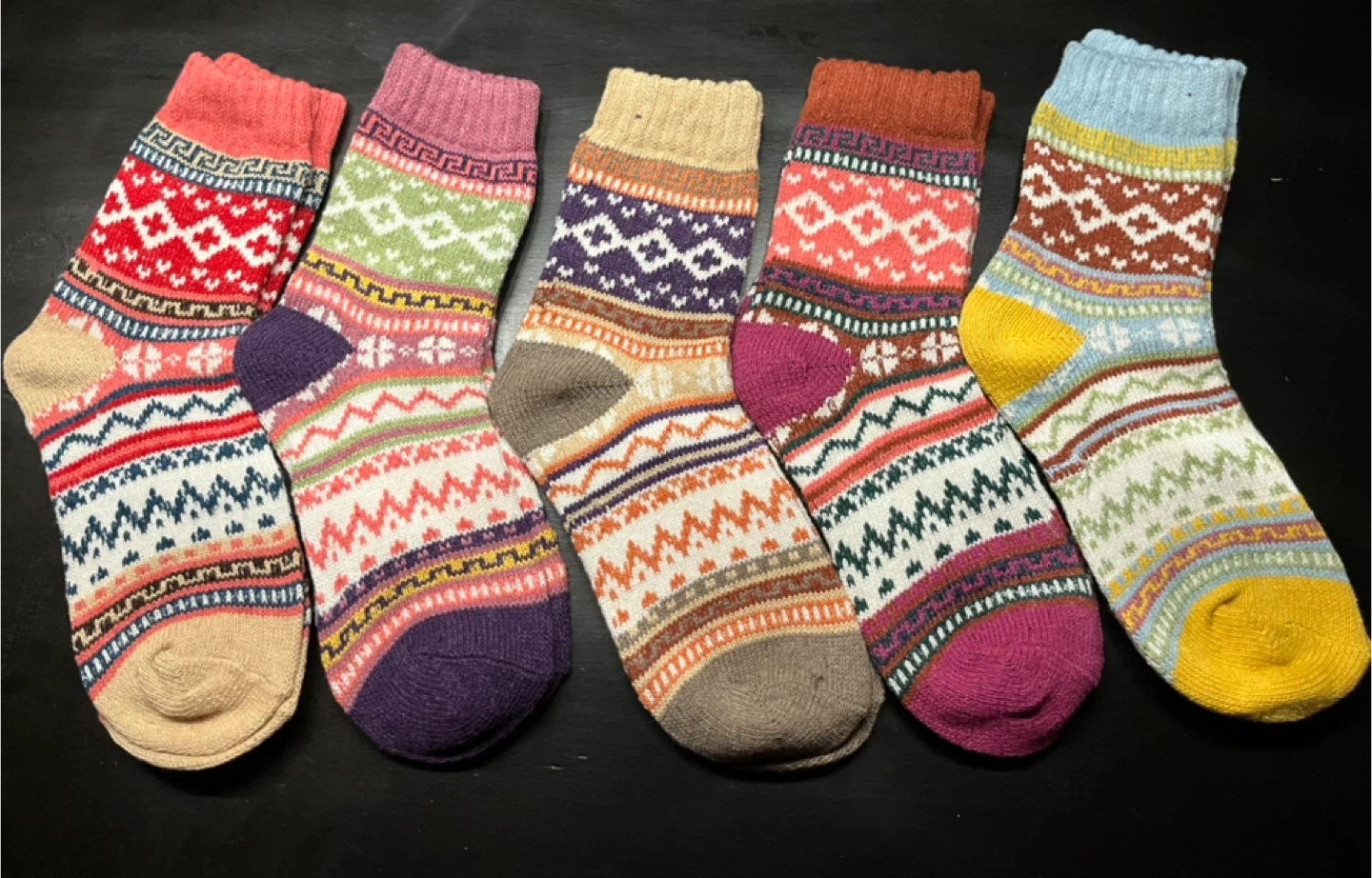 Cozy Patterned Wool Socks (5 Pairs)