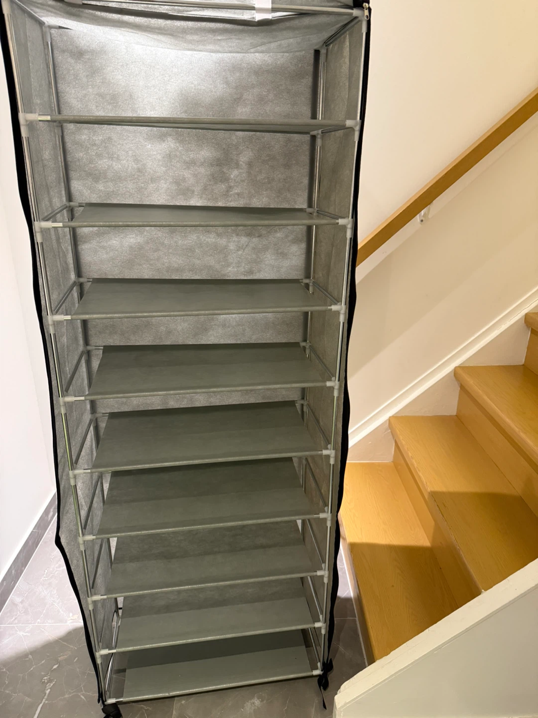 Grey 9-Tier Shoe Rack