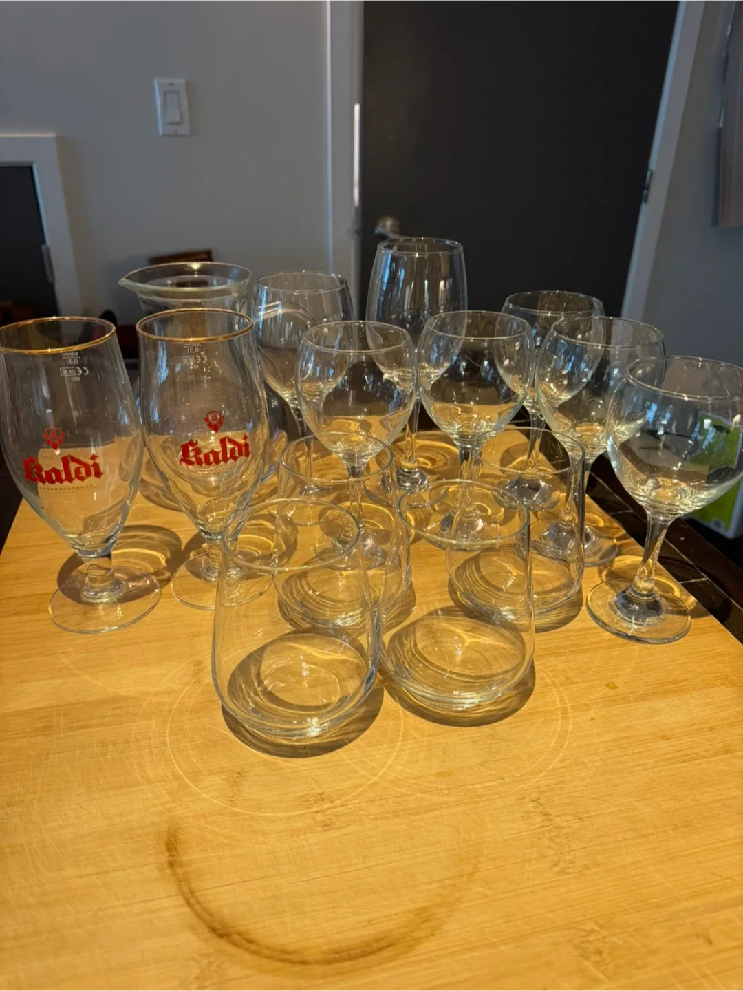 Variety of Glasses - Wine, Water, and Pitcher