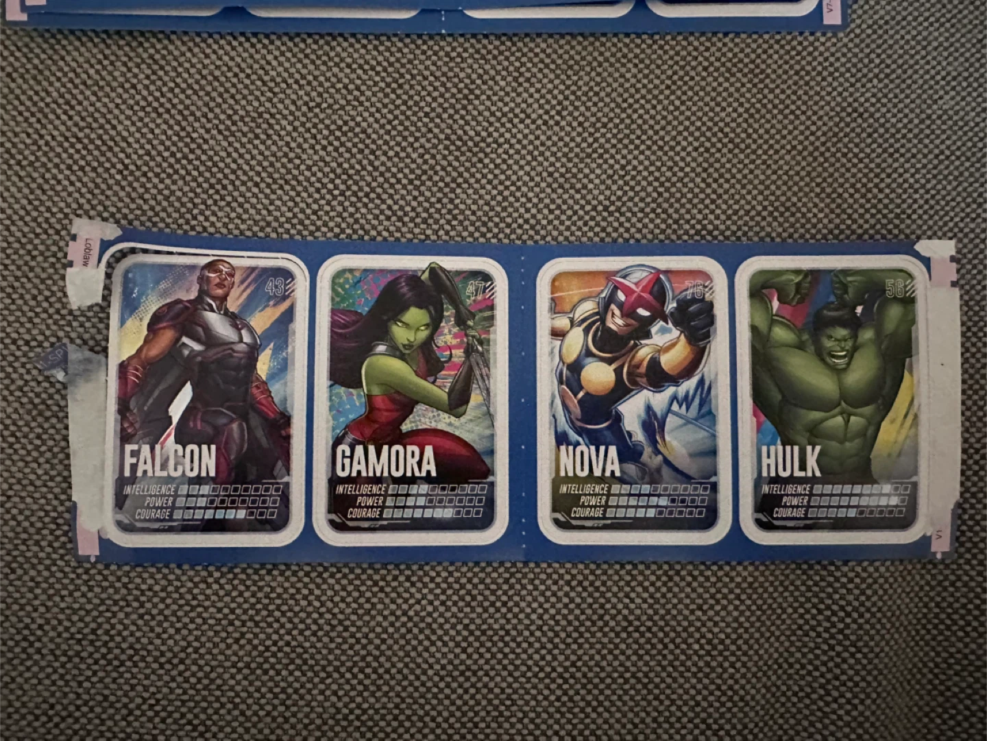 Marvel Trading Cards - Falcon, Gamora, Nova, Hulk