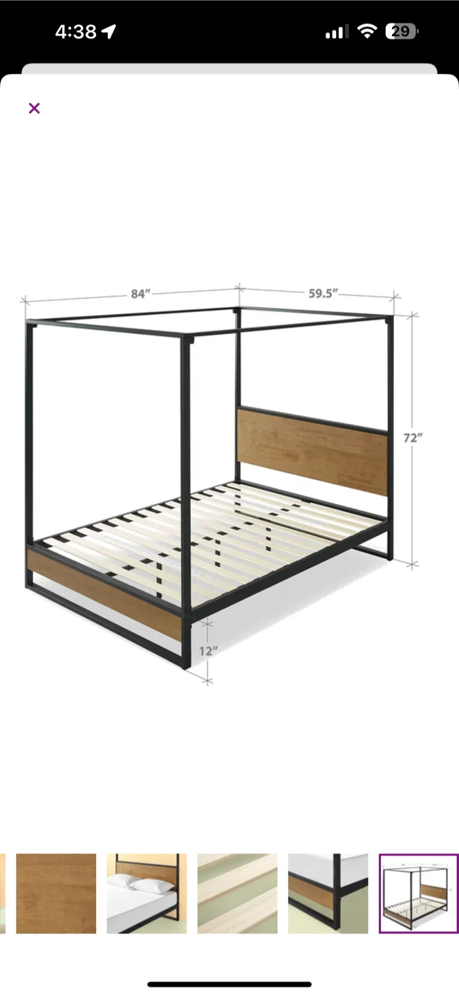 Canopy Bed Frame (84"x59.5"x72")