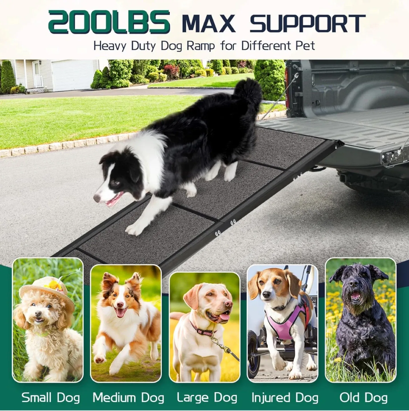 CJMMFAN 69" L × 17" W Extra Wide & Long Dog Car Ramp - BN image indicator(4)