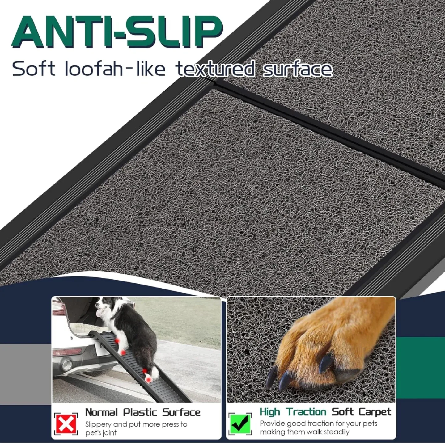 CJMMFAN 69" L × 17" W Extra Wide & Long Dog Car Ramp - BN image indicator(3)