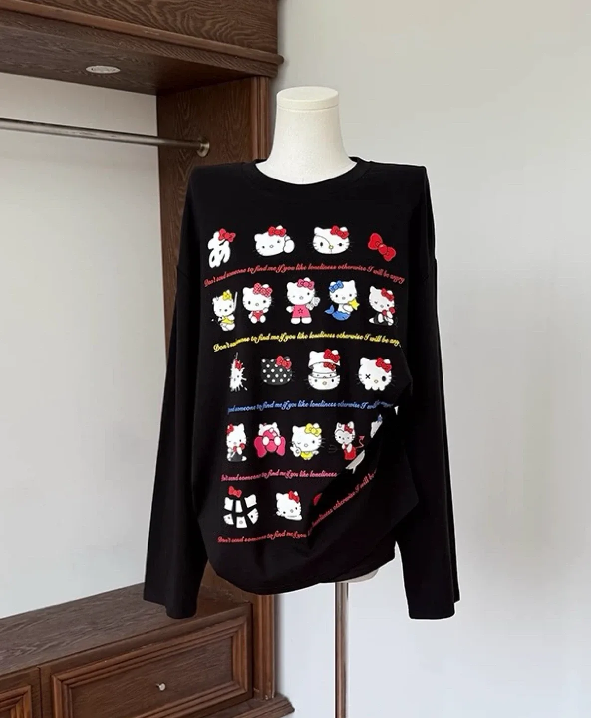 Hello Kitty Black Long Sleeve Top