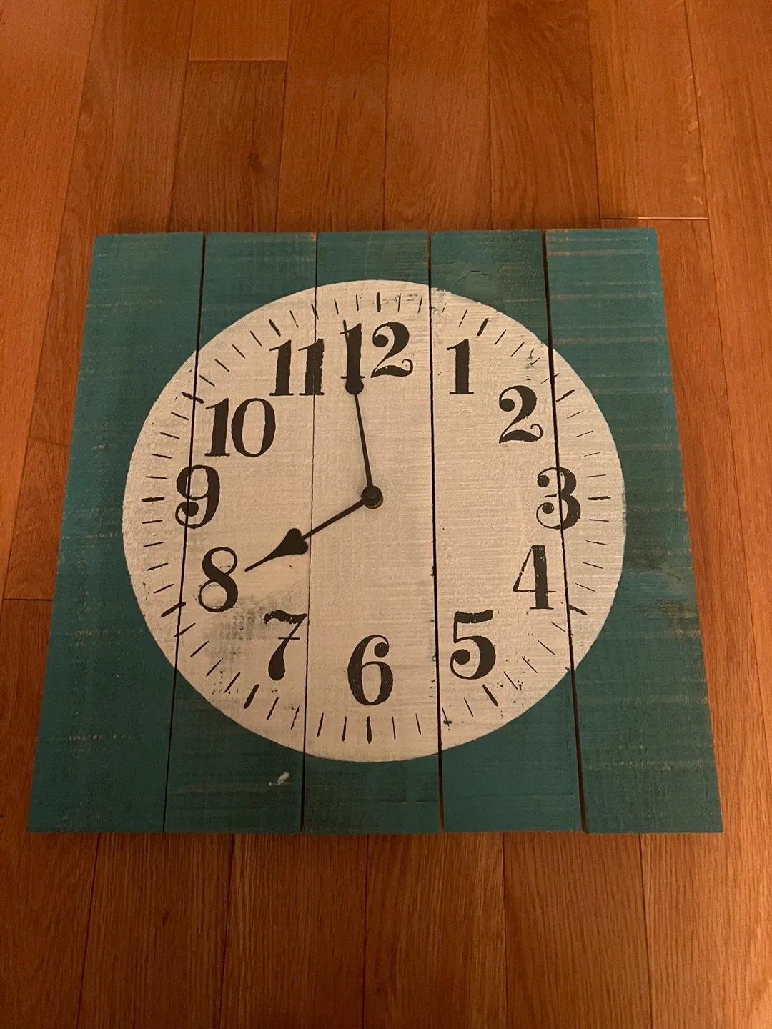 Turquoise Wooden Wall Clock