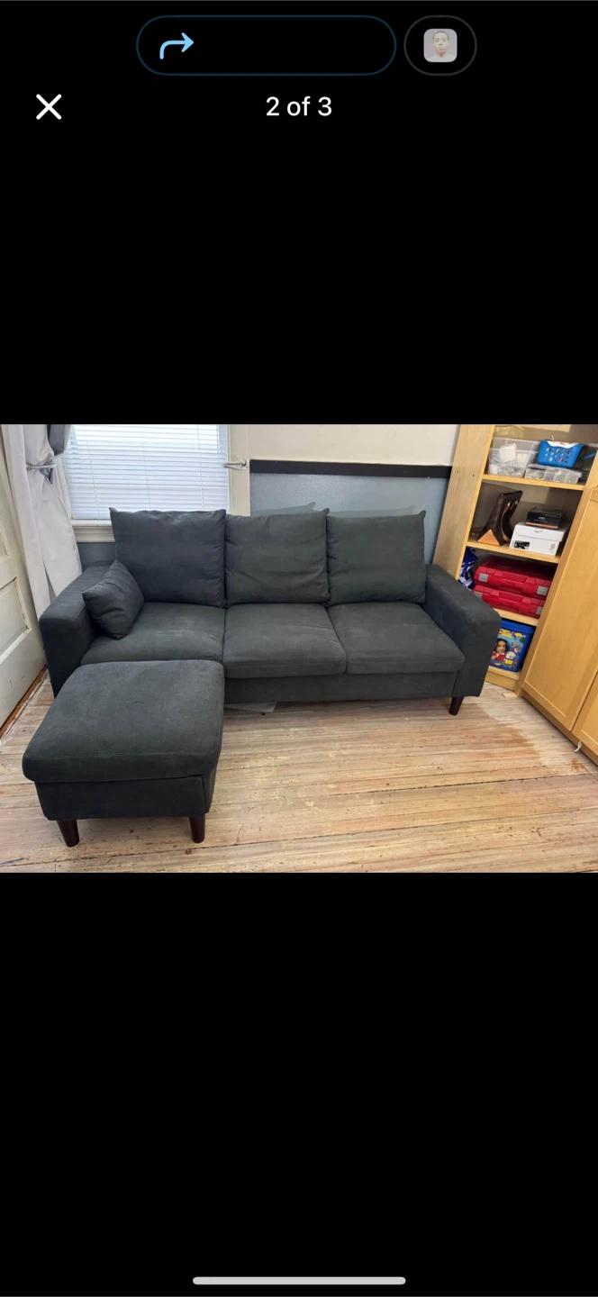 Grey couch with ottoman . Easy garage pick up