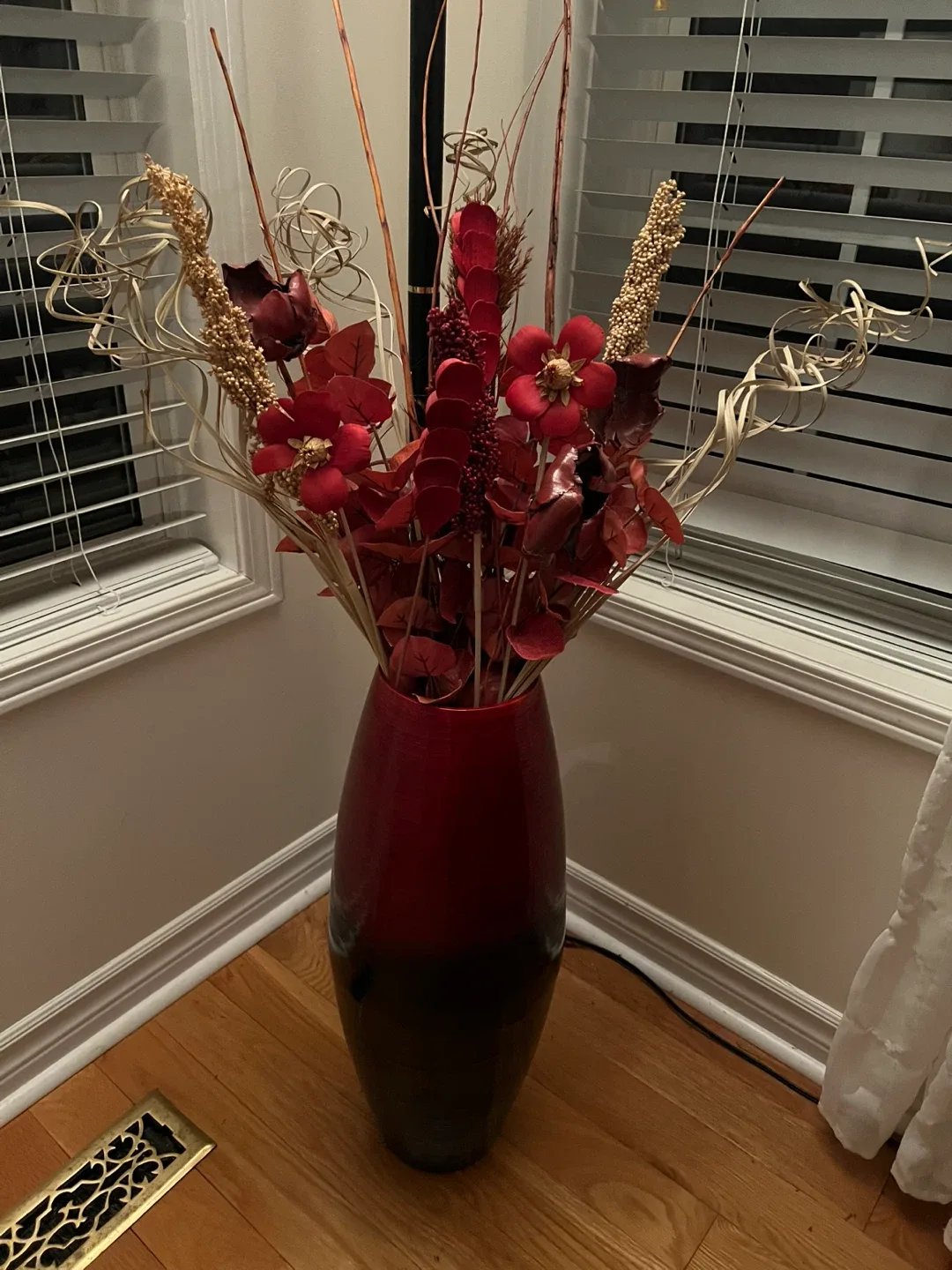 Red & Brown large Decorative Vase with Floral Arrangement
