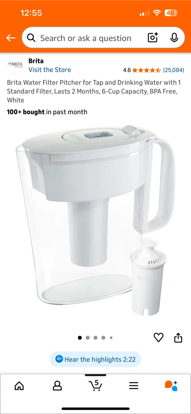 Brita Water Filter Pitcher - White