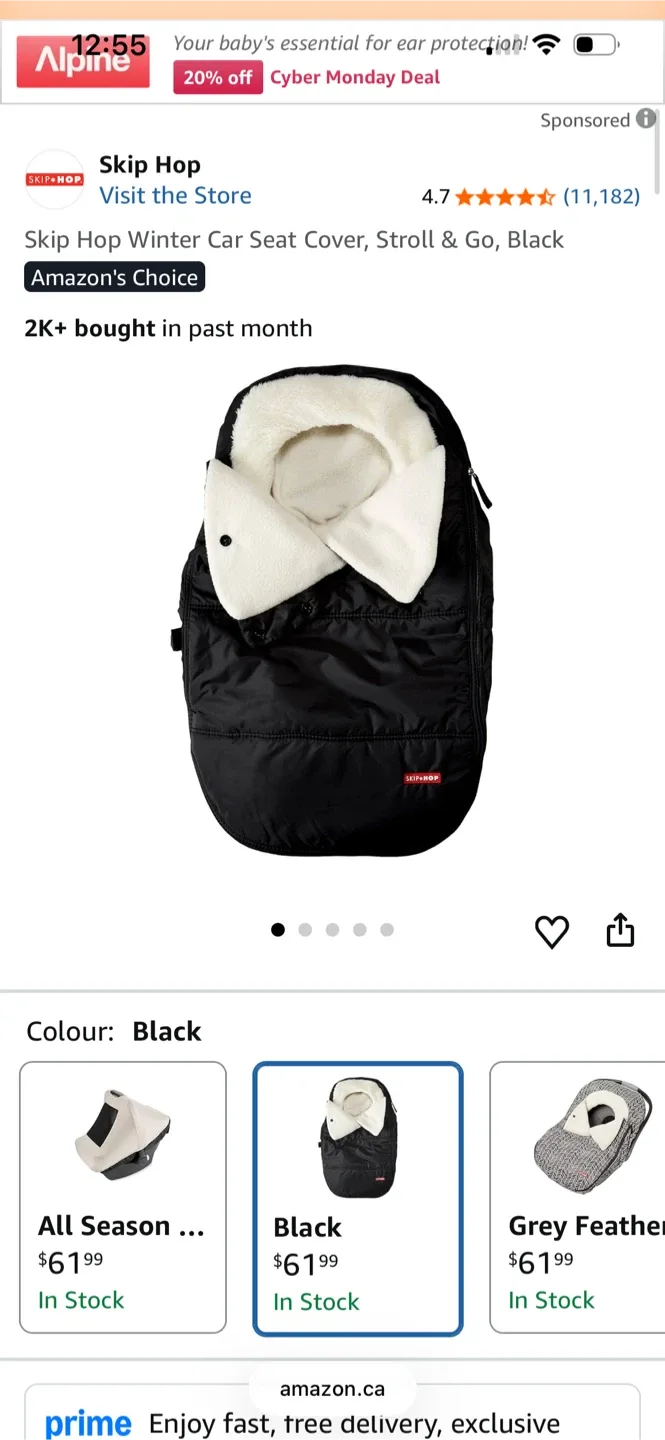 Skip Hop Winter Car Seat Cover - Black image indicator(3)