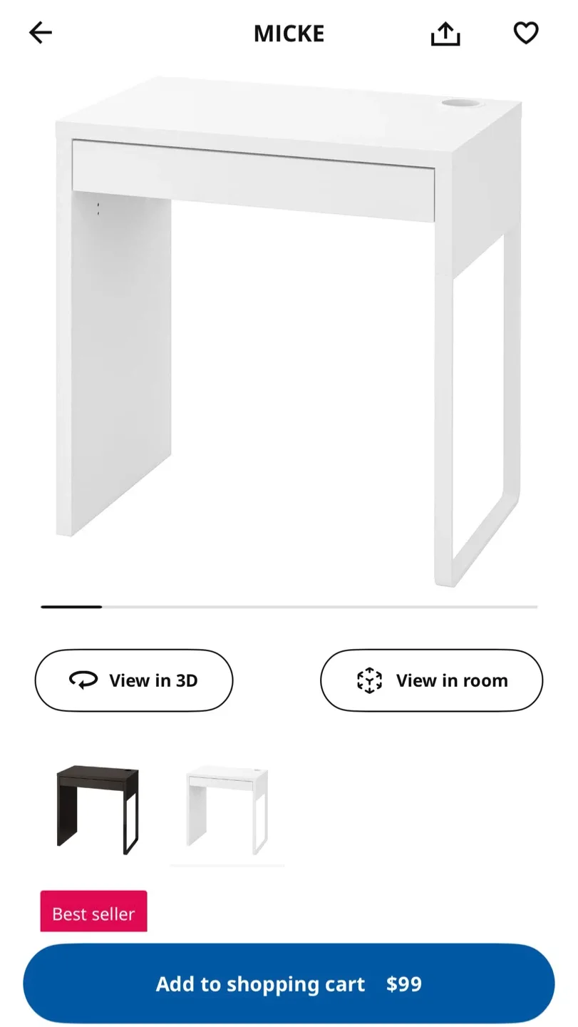 IKEA Micke Desk - White image indicator(5)
