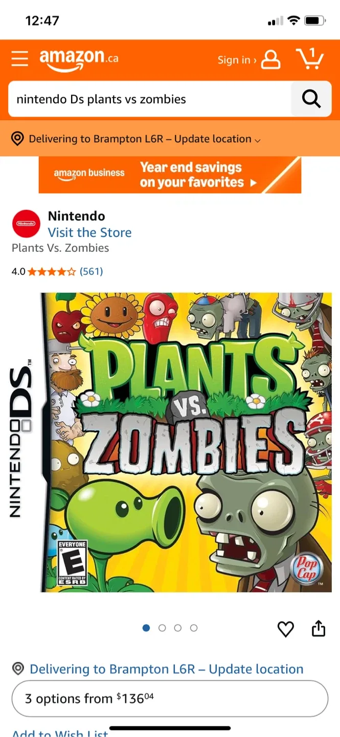 Plants vs Zombies Nintendo DS Game