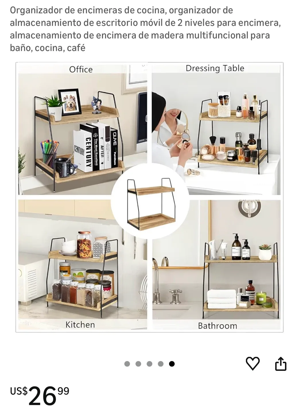 2-Tier Wood Countertop Shelf Organizer image indicator(6)