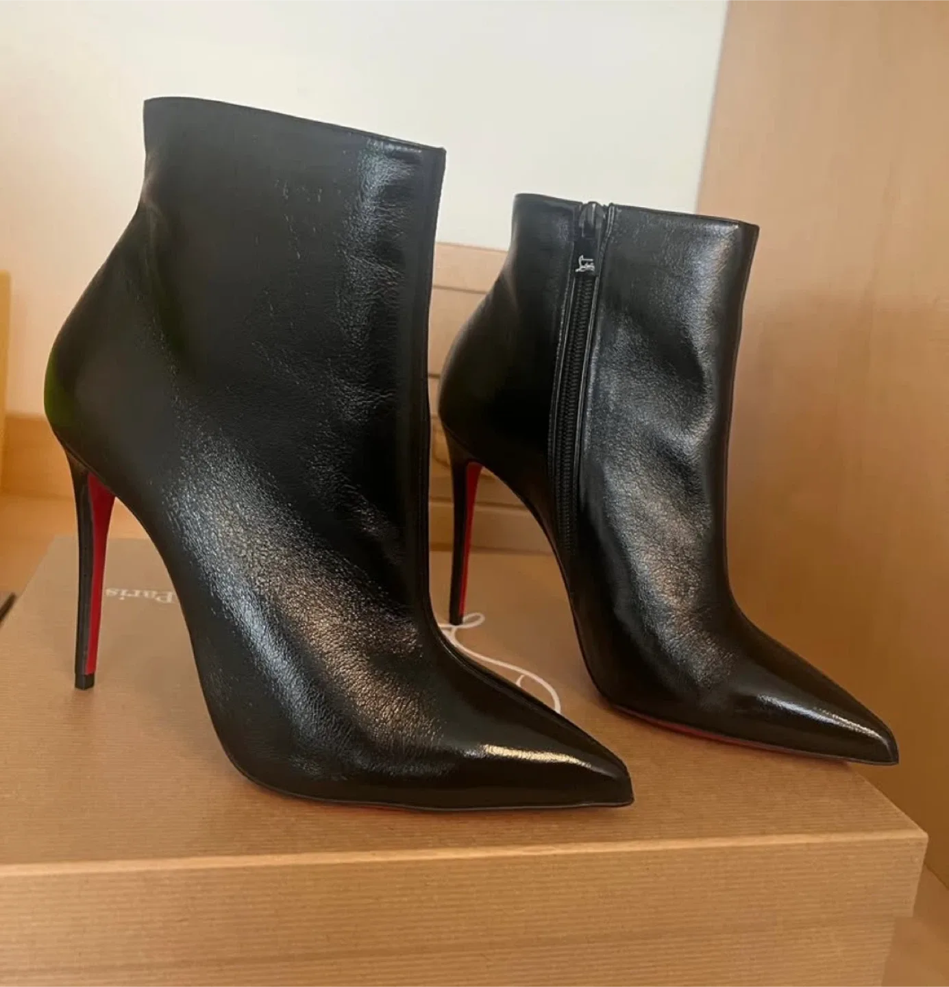 Christian Louboutin Black Leather Ankle Boots