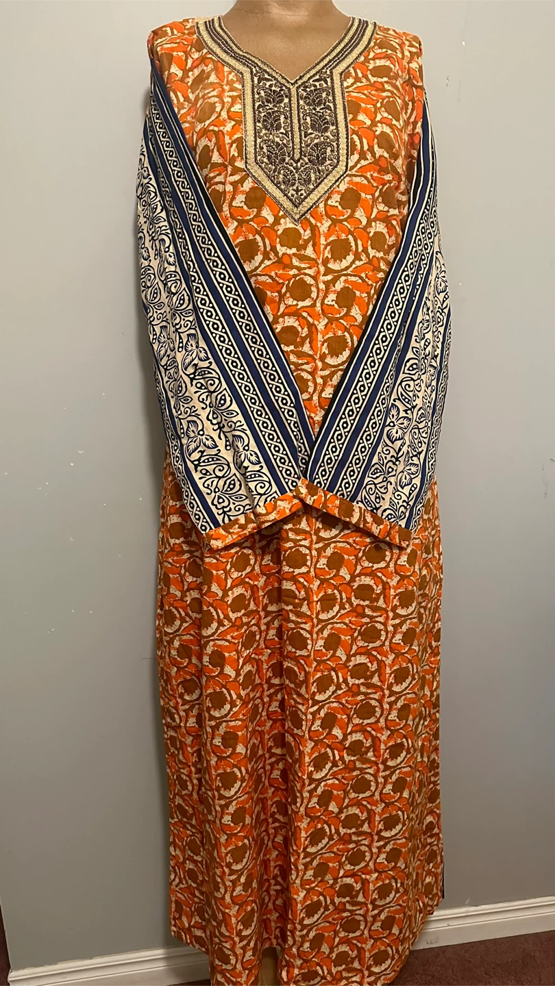 Full Sleeves Dress, Size M, Orange - photo 2