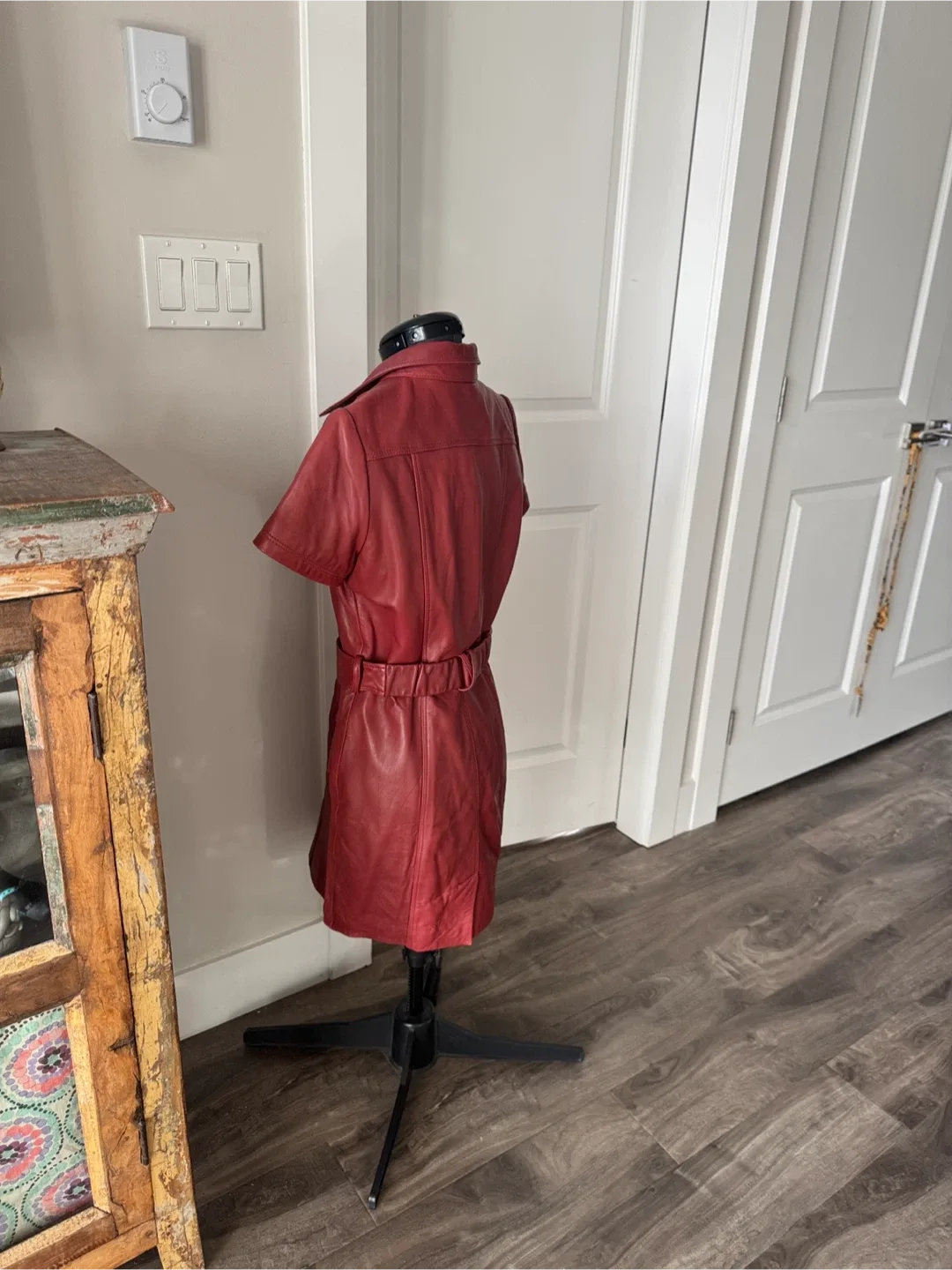 lambskin brown short sleeve shirt dress - sz large (fits size 4 image indicator(7)