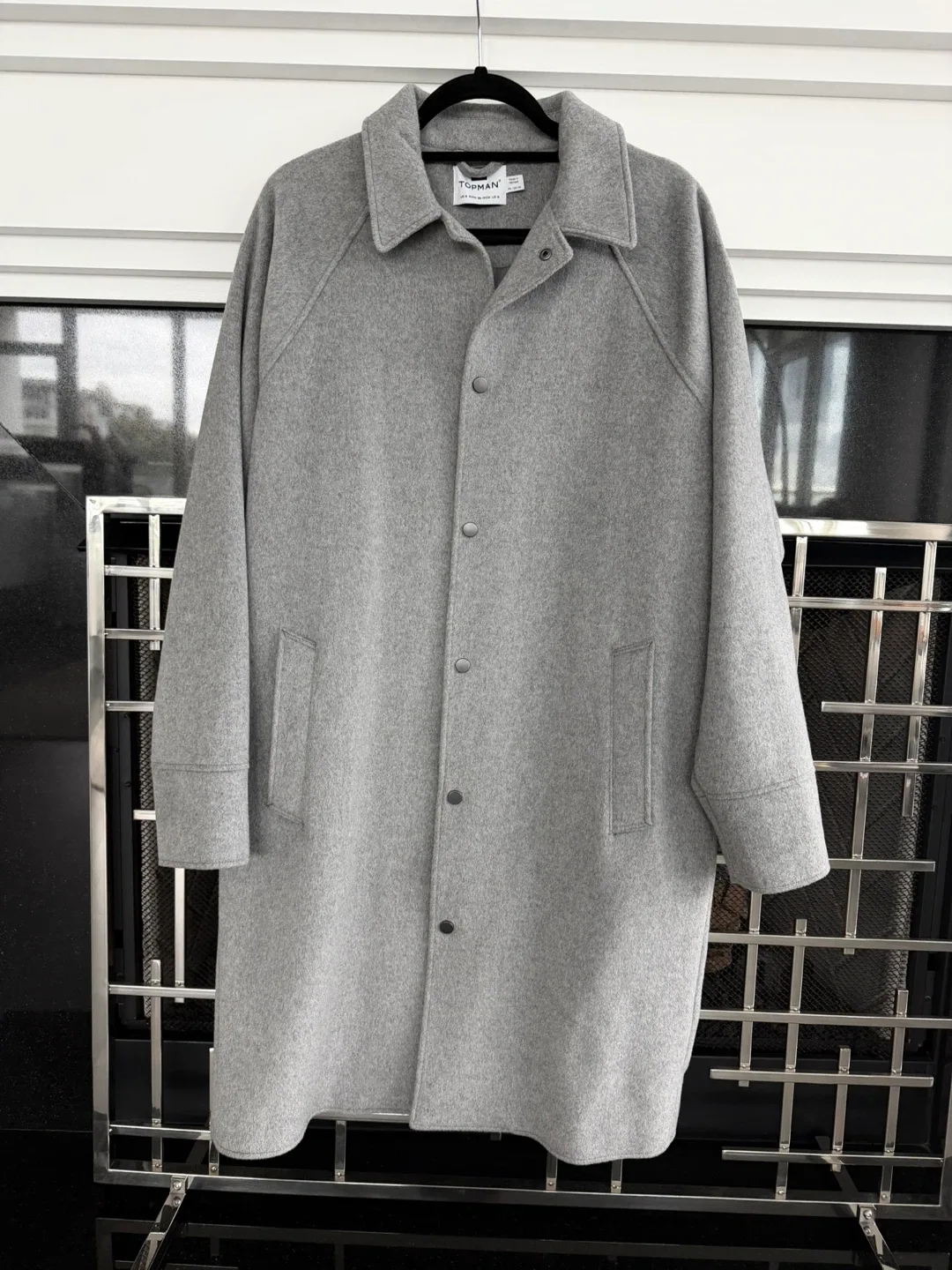 Topman Wool Blend Overcoat - Size M