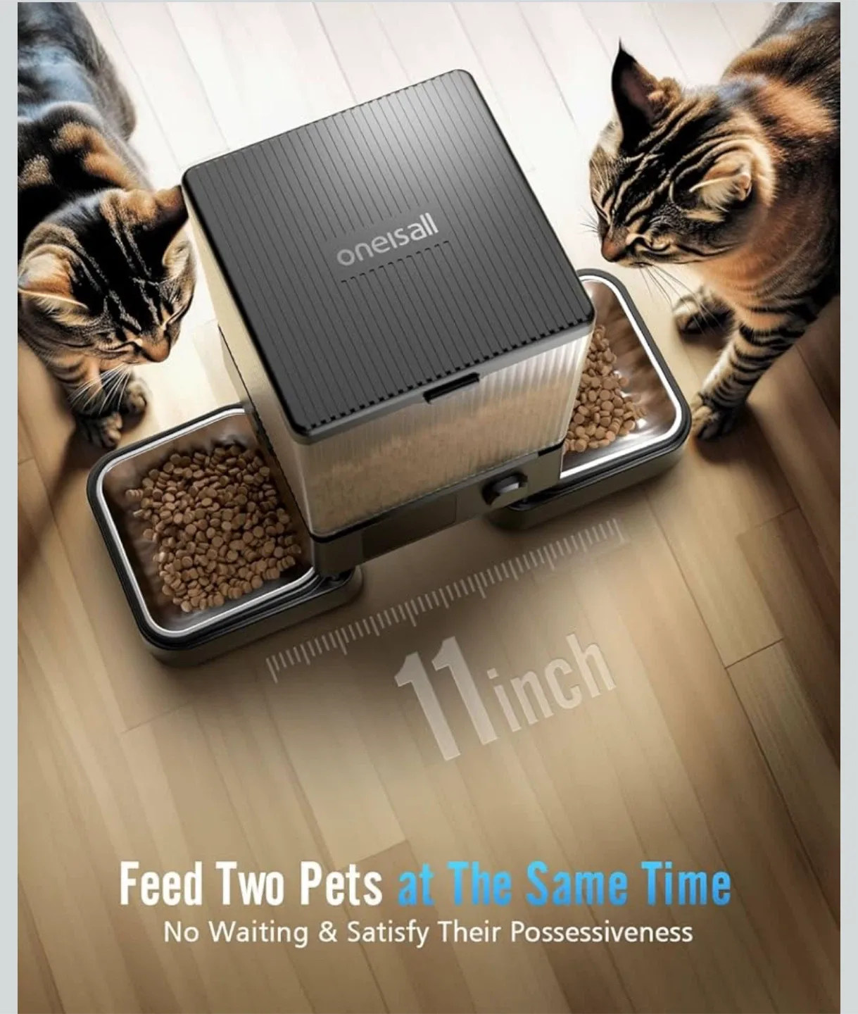Oneisall Automatic Pet Feeder - Dual Bowl image indicator(3)