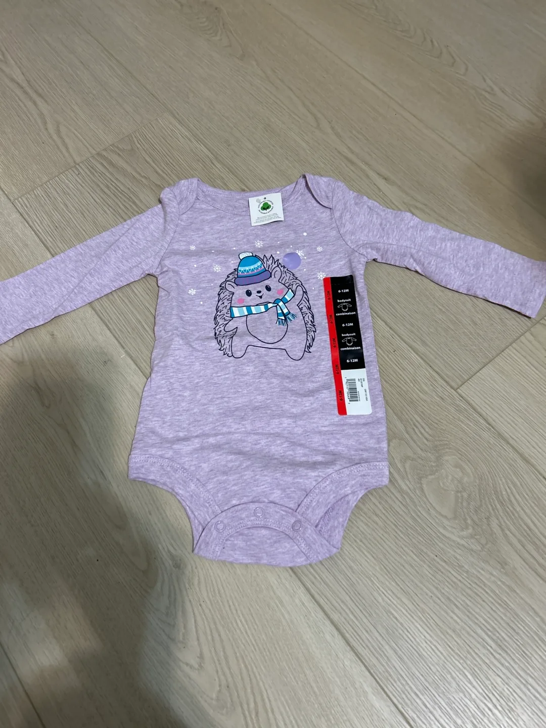 6-12M Baby Bodysuit - Hedgehog Design