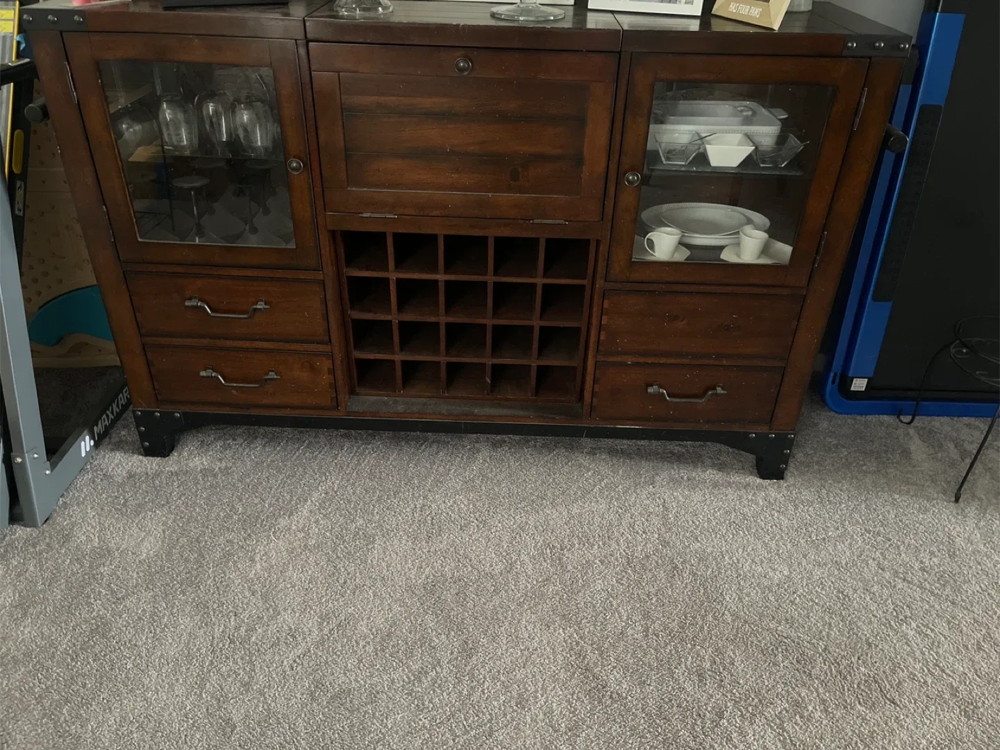 Wooden Bar Cabinet with Wine Rack