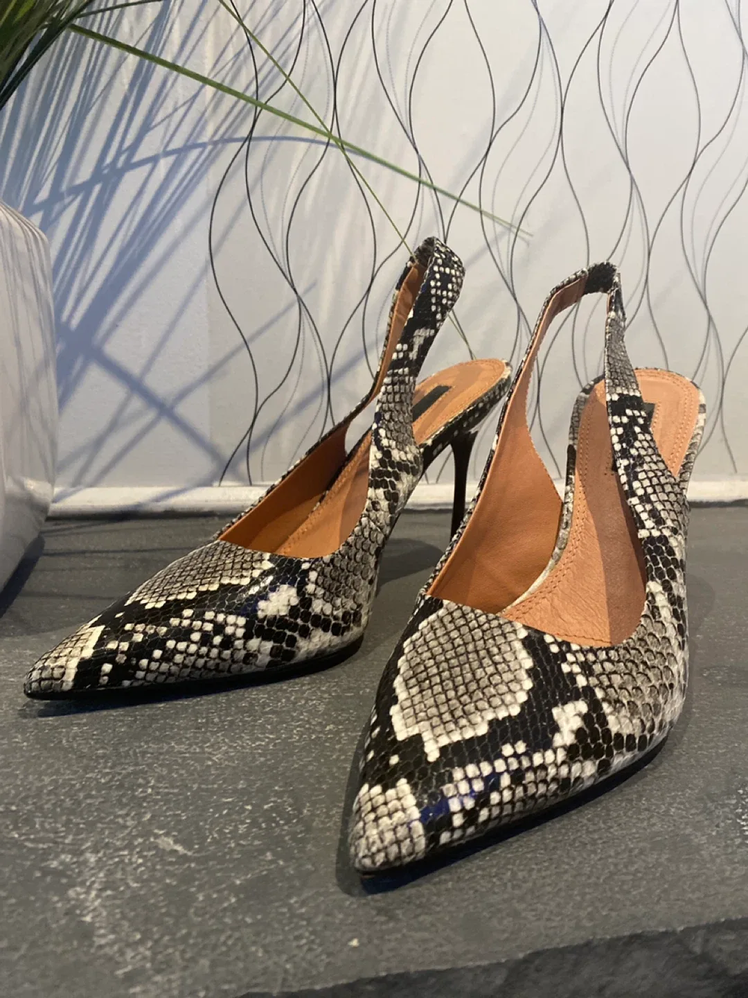 Topshop Snakeskin Slingback Heels
