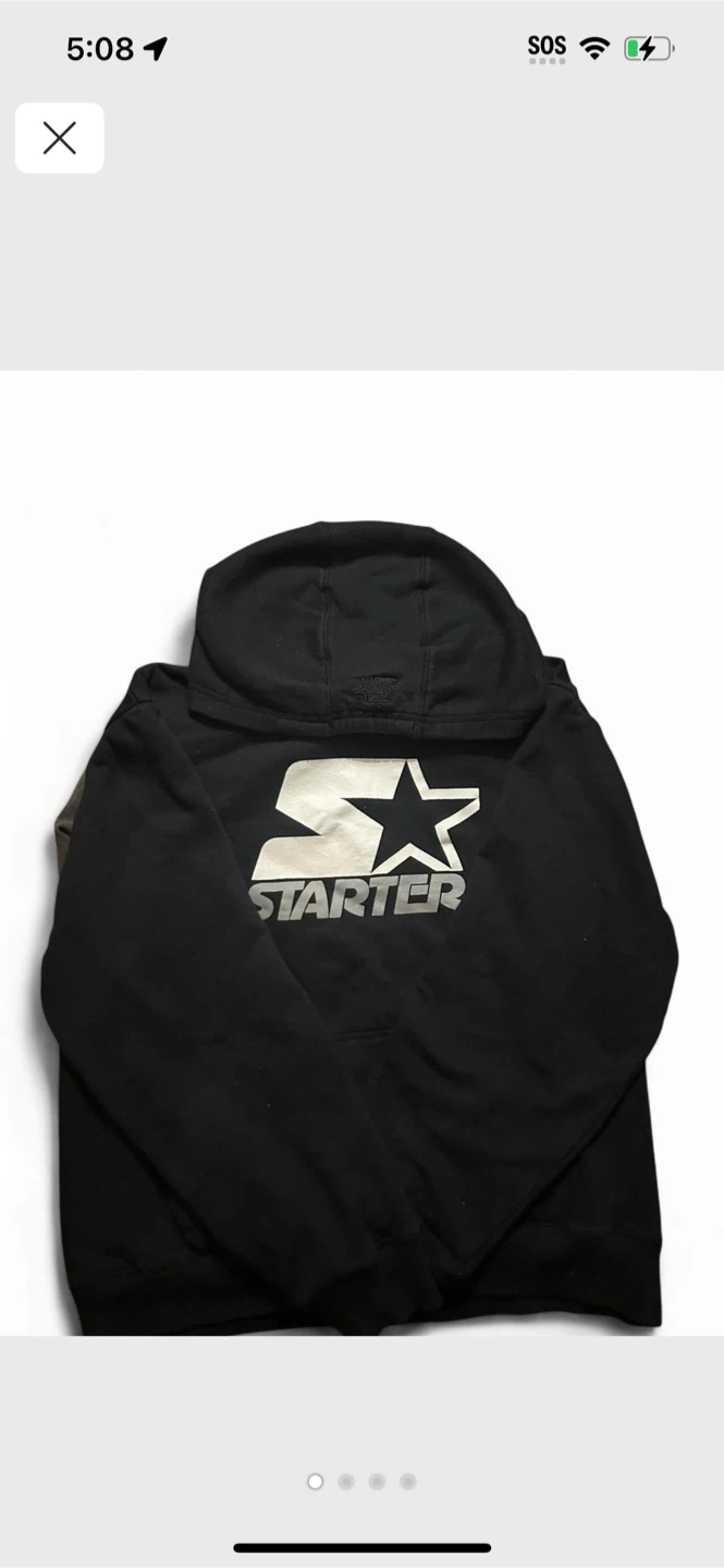 Unisex Y2K Starter Black Hoodie W/ White&Silver Logo