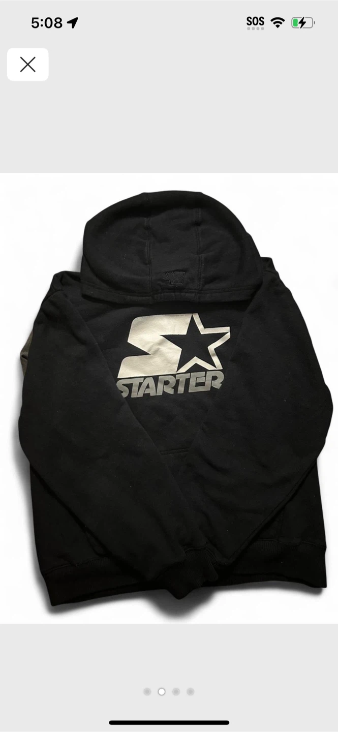 Unisex Y2K Starter Black Hoodie W/ White&Silver Logo - photo 2
