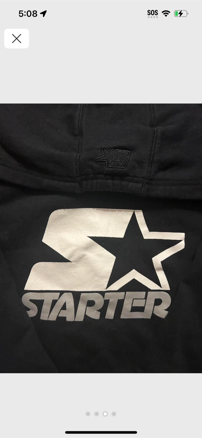 Unisex Y2K Starter Black Hoodie W/ White&Silver Logo - photo 3