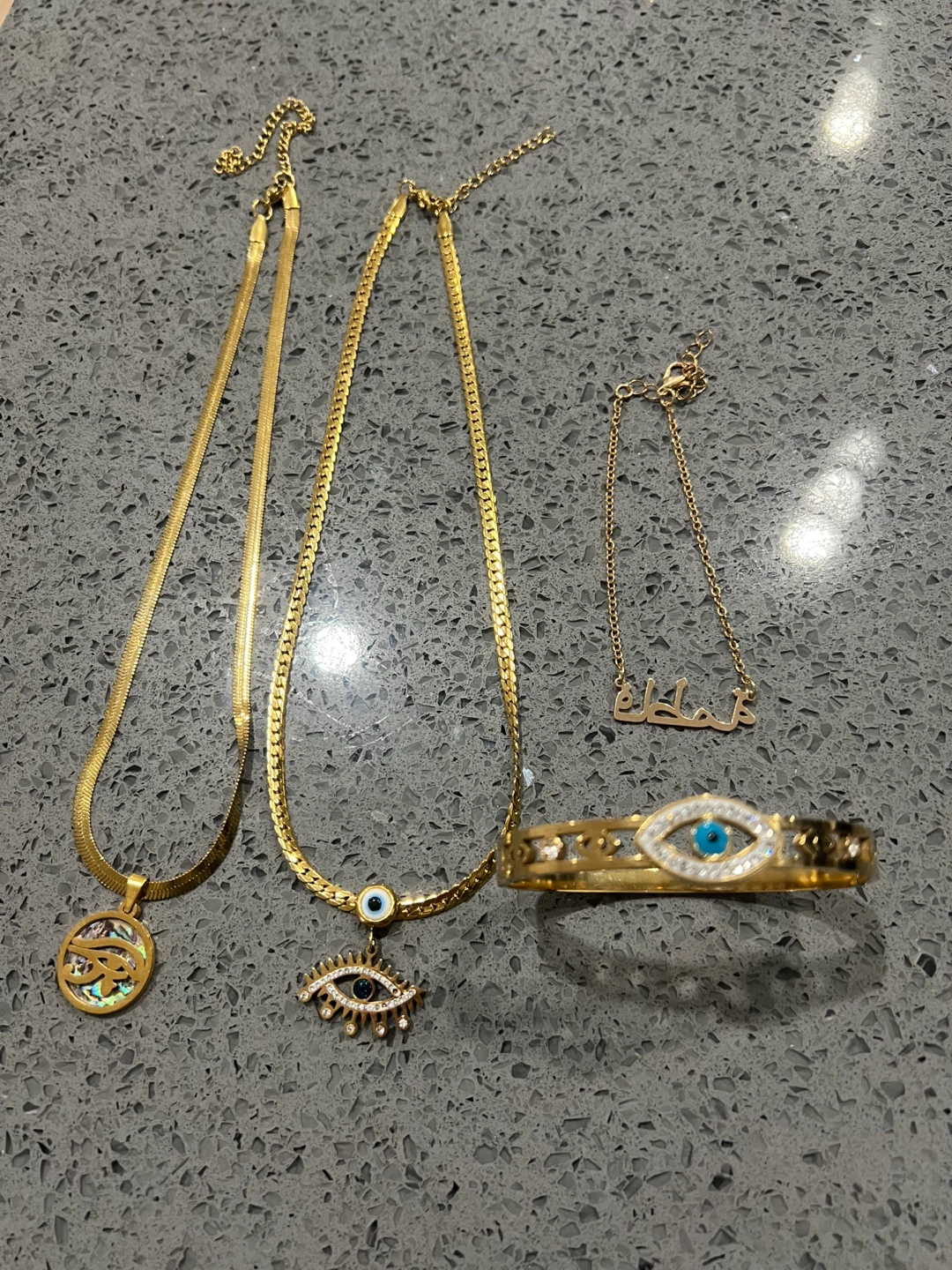 gold necklaces and bracelet