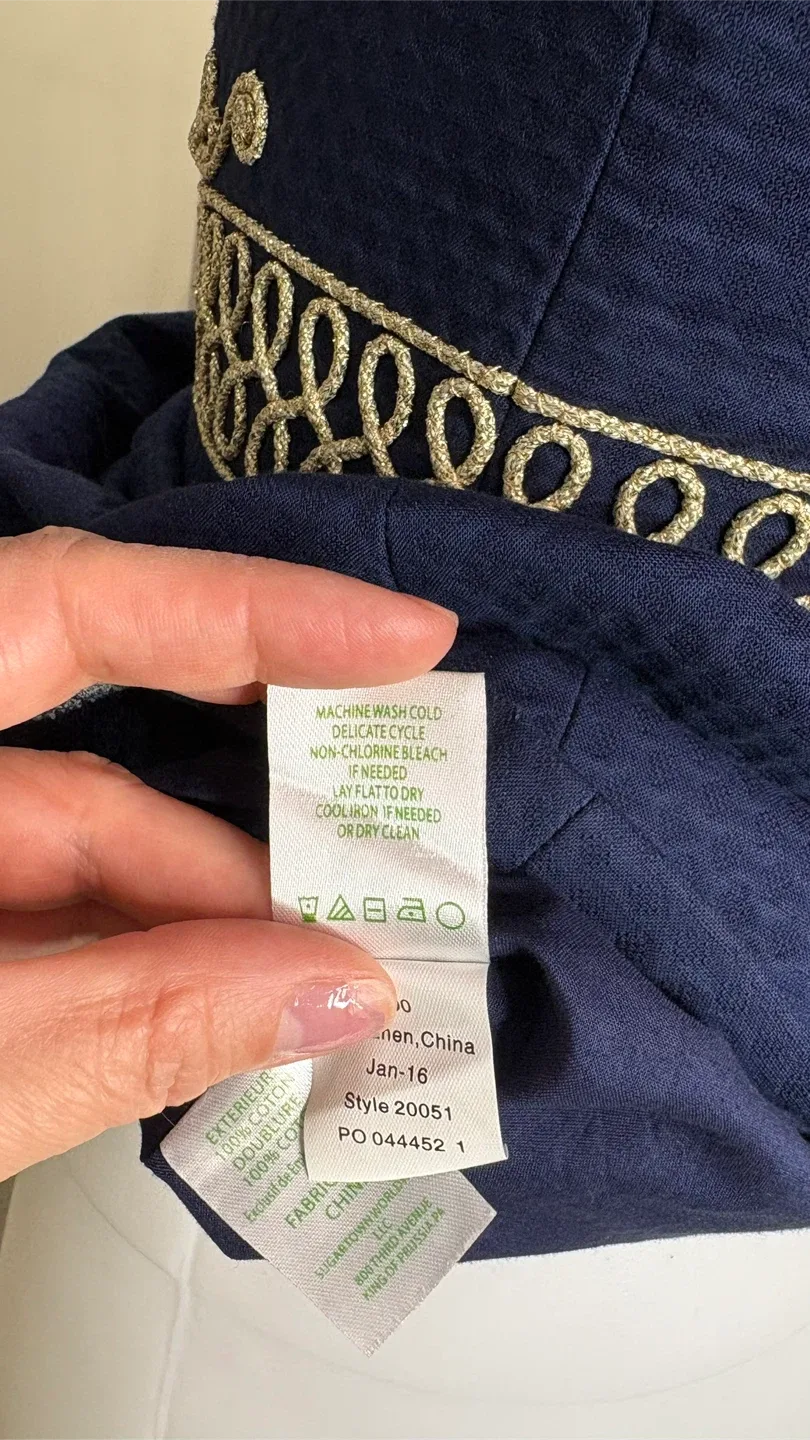 Lilly Pulitzer Navy and Gold Embroidered Midi Dress image indicator(5)