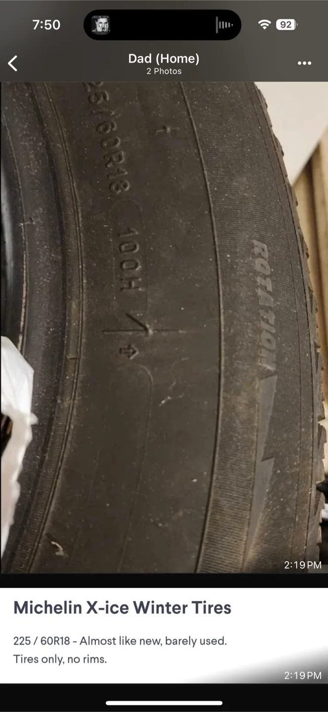 Michelin X-ice Winter Tires 225/60R18 100H