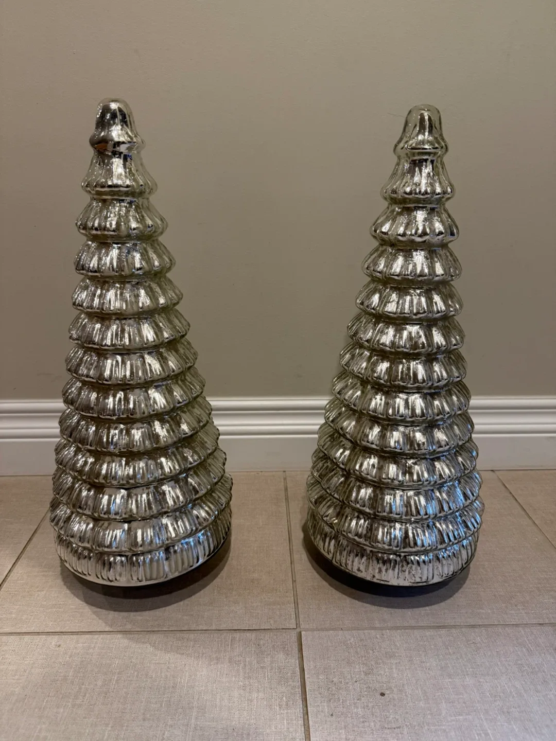 Silver Decorative Christmas Trees - Set of 2