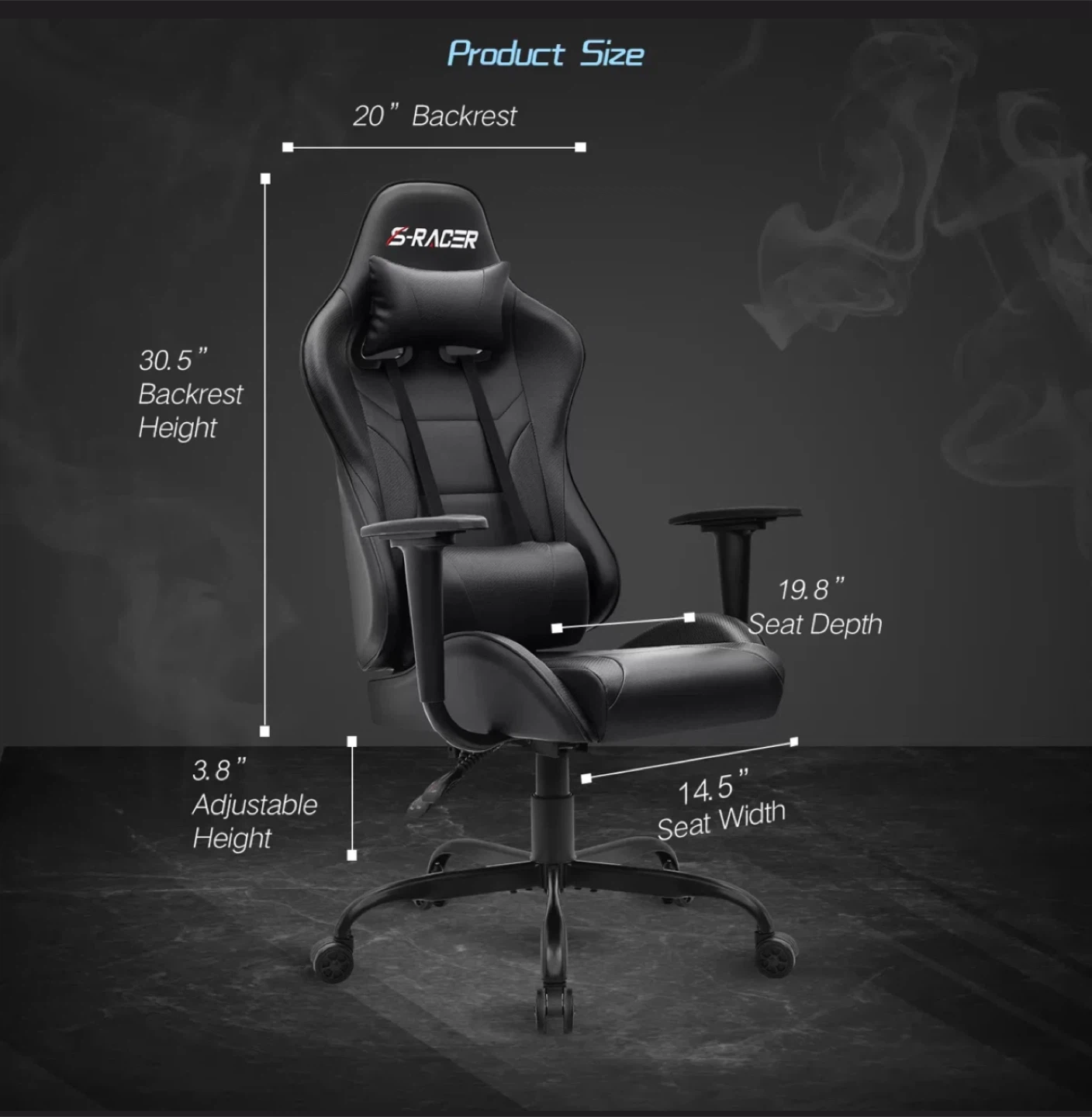 S-Racer Gaming Chair - Black - photo 2