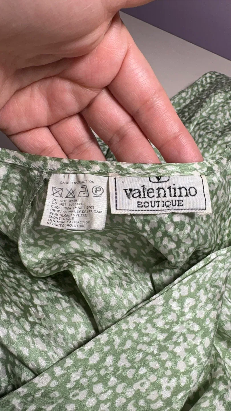 Valentino Boutique Vintage Silk Blouse in Sage Gre image indicator(6)