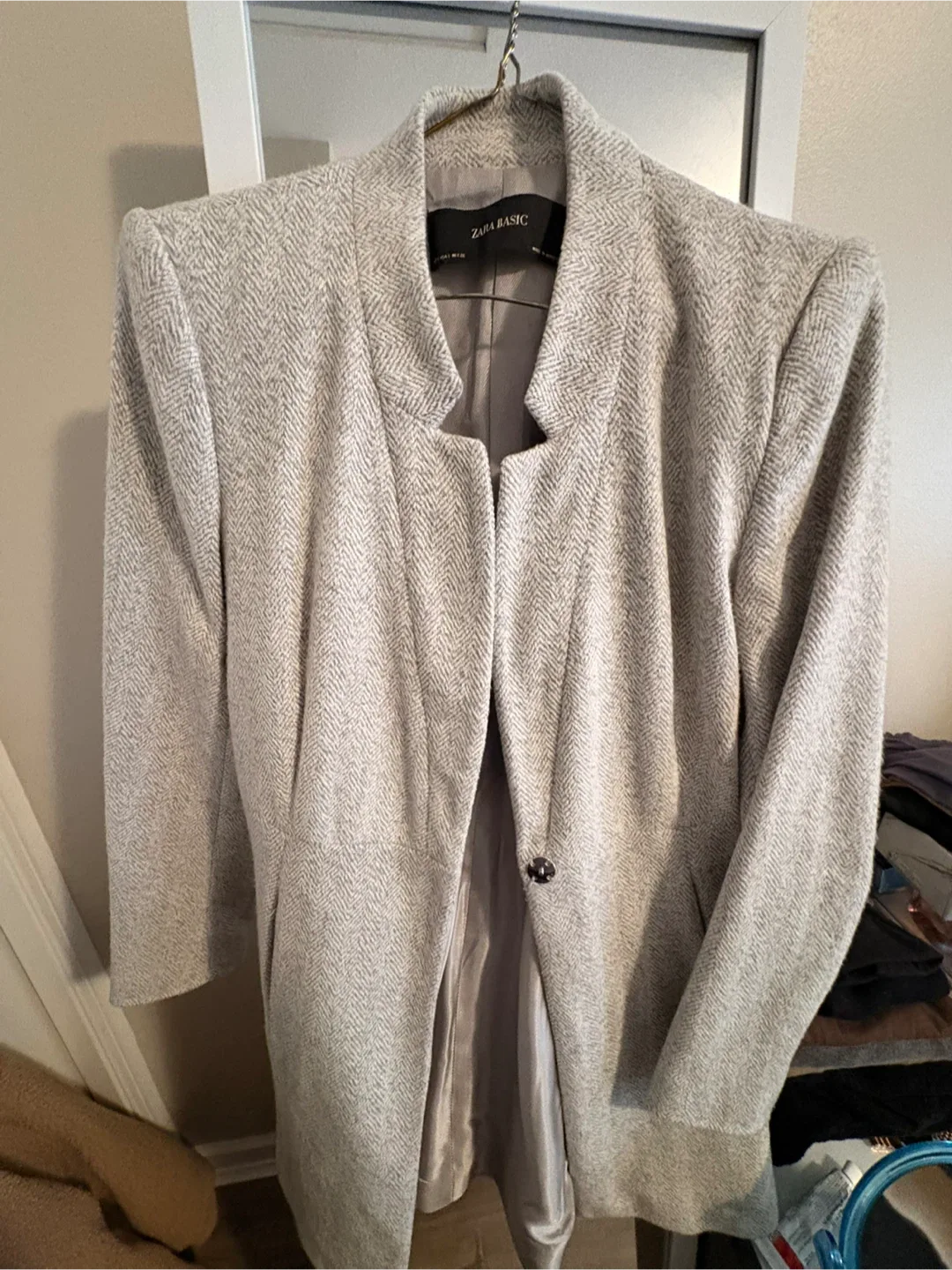 Zara Basic Grey Coat - Size S