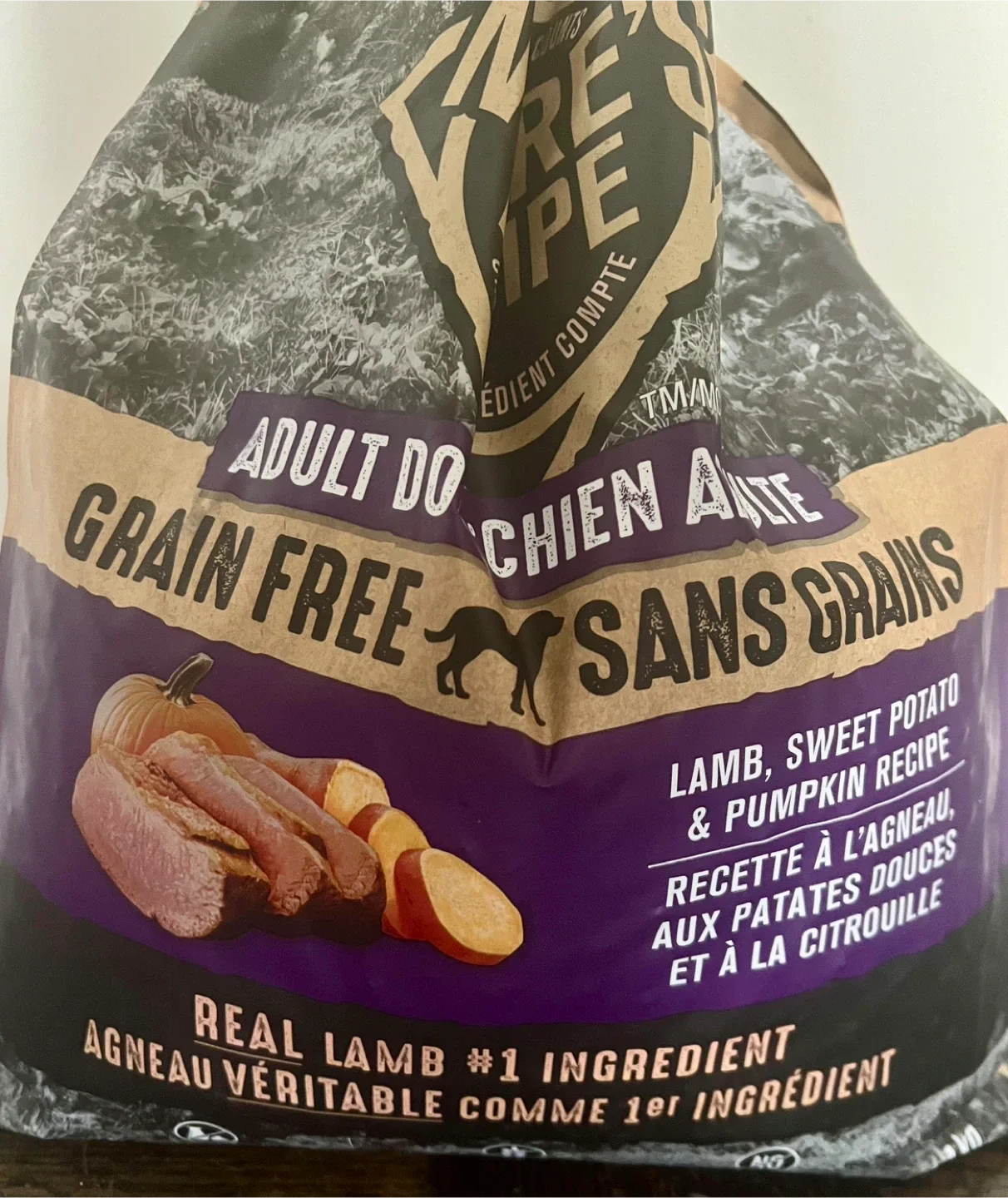 Dog Food – Nature’s Recipe Adult Lamb, Opened, Nearly Full Bag