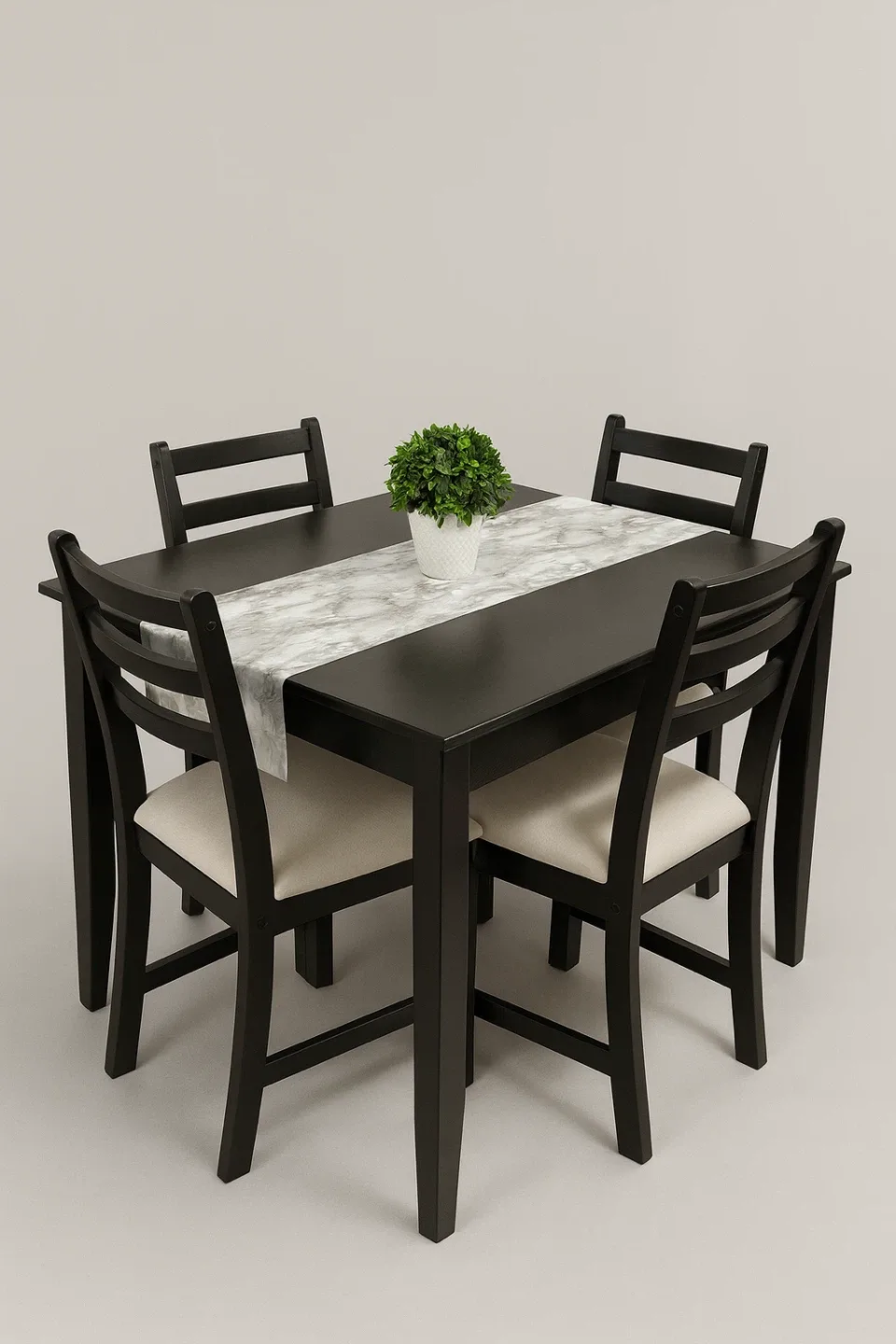 Dining Table with 4 Chairs - coffee colour