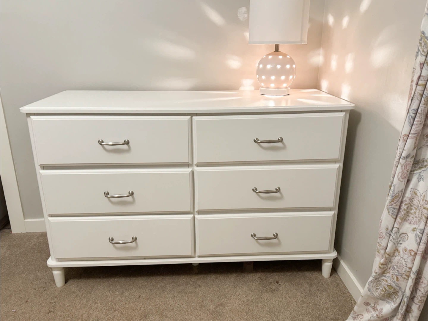 White 6-Drawer Dresser & White Toddler Bed Frame