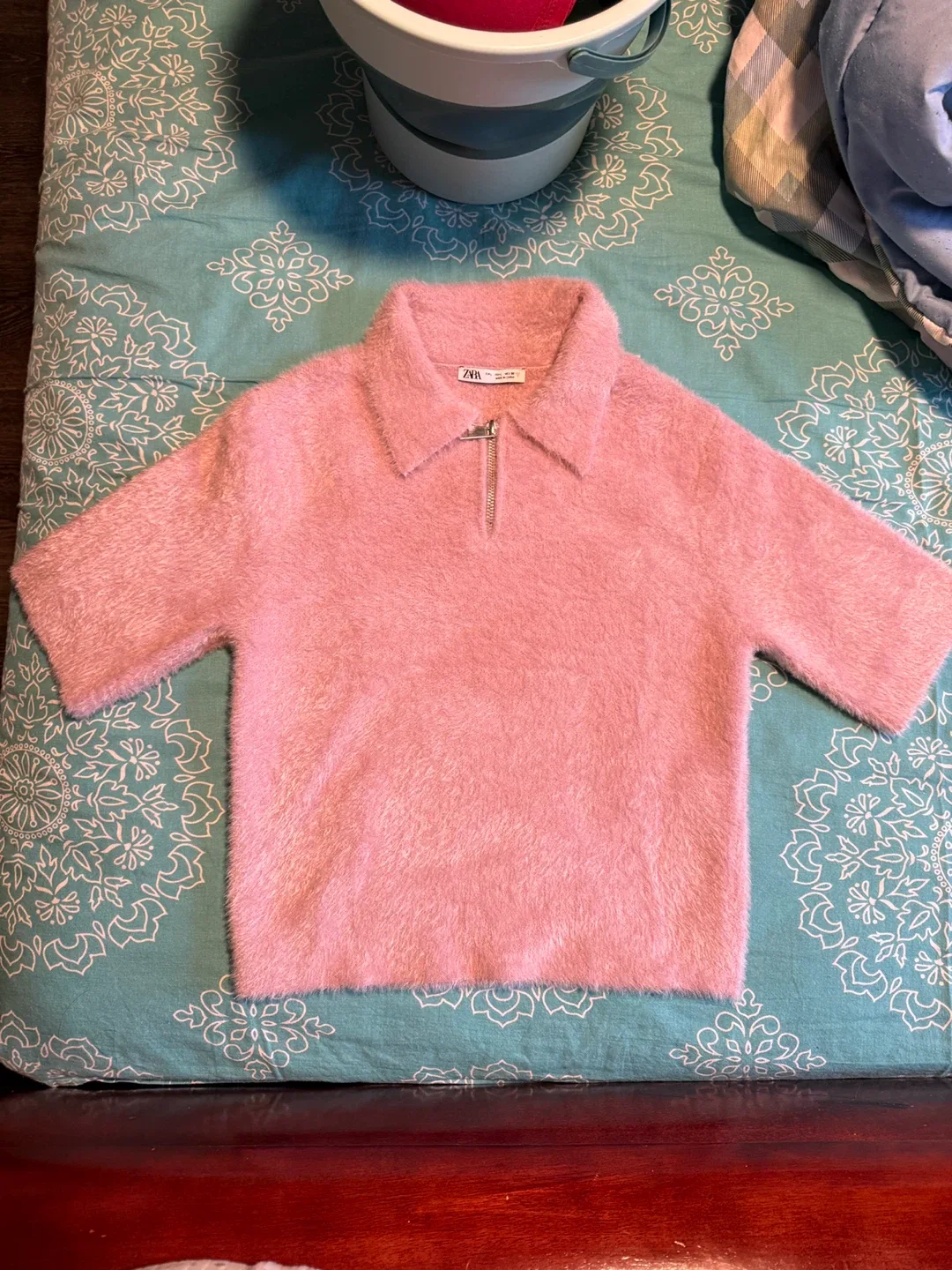 Zara Pink Purple Fuzzy Knit Top