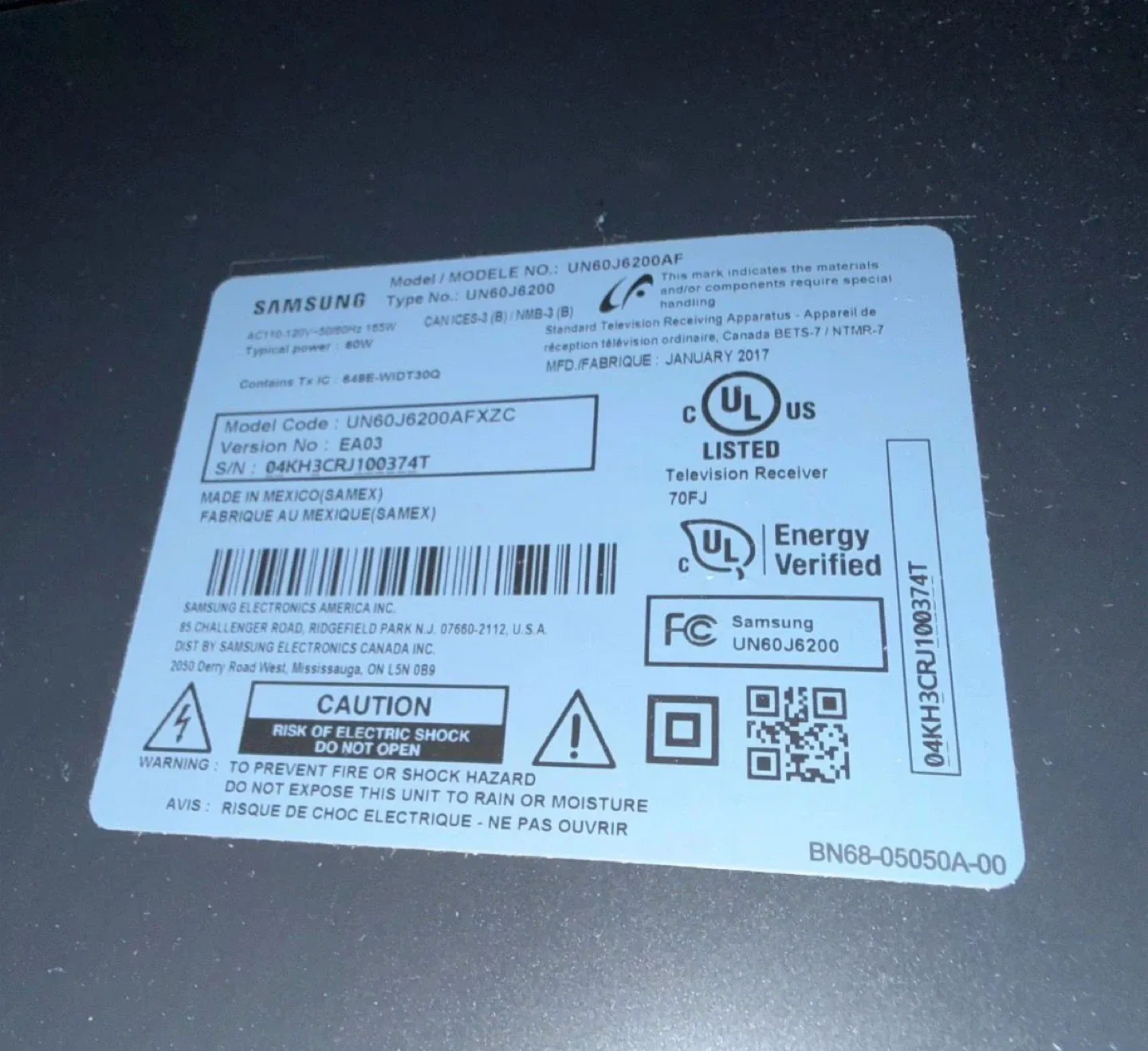 Samsung UN60J6200AF 60" TV image indicator(2)