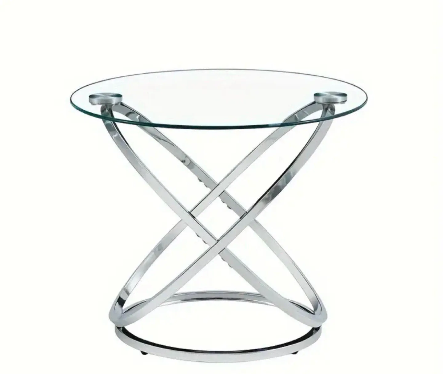 Glass Top End Table with Chrome Base image indicator(3)