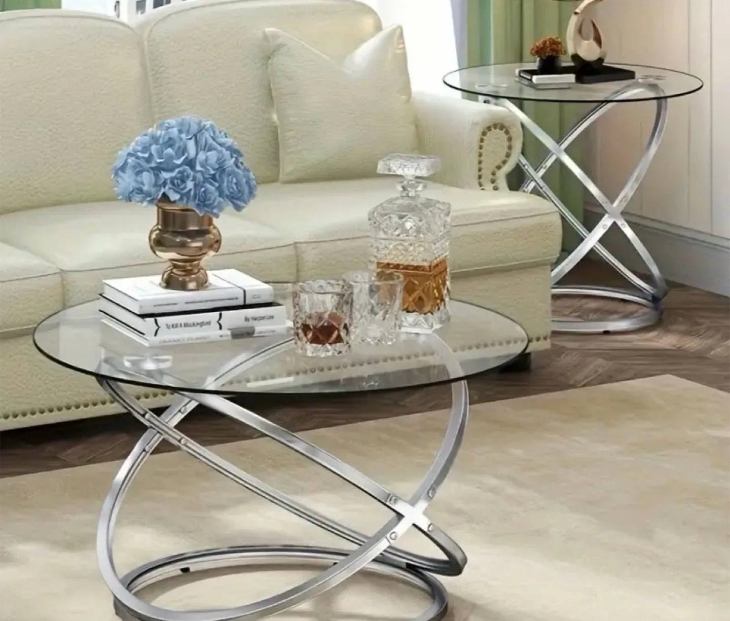 Glass Top End Table with Chrome Base