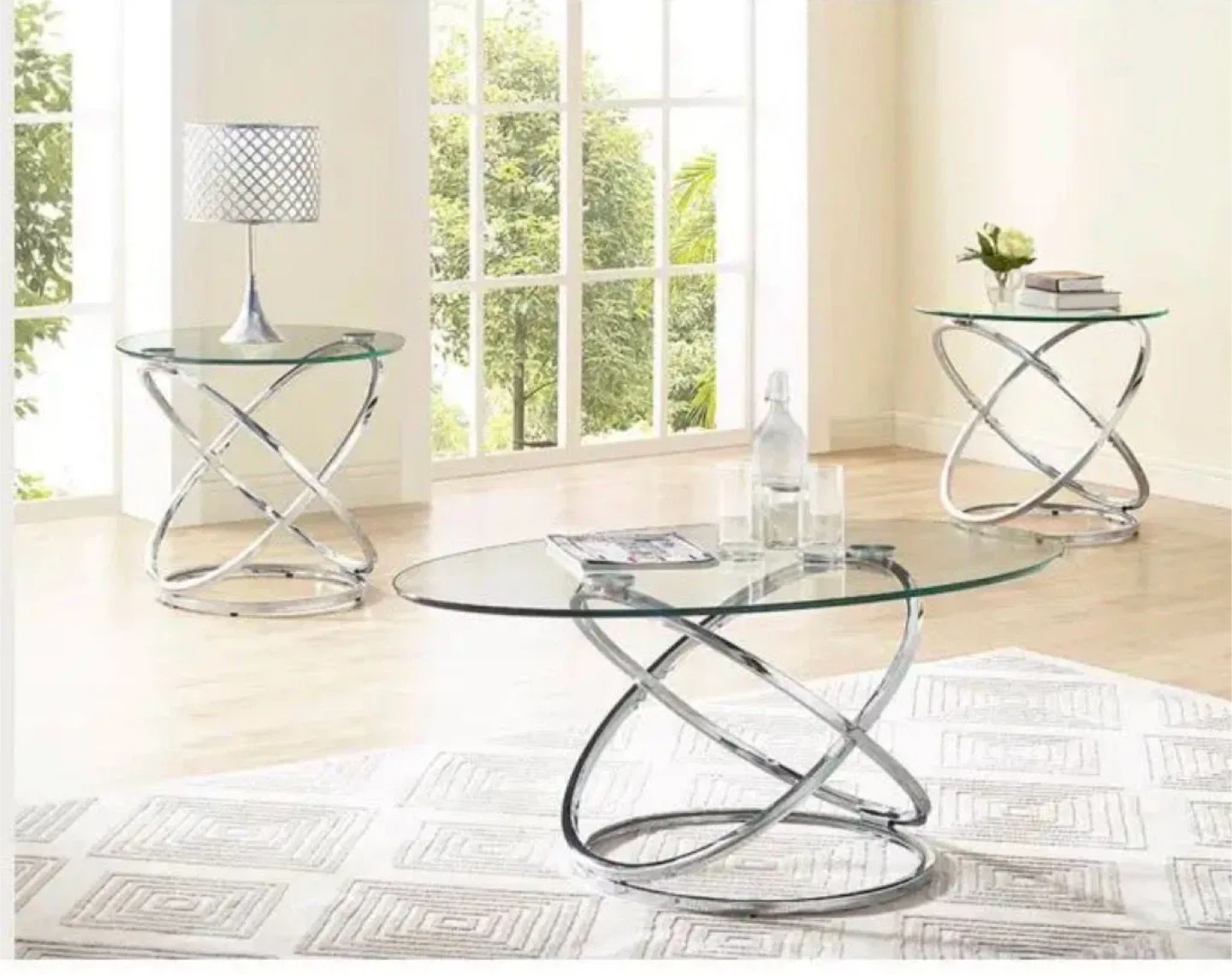 Glass Top End Table with Chrome Base image indicator(4)