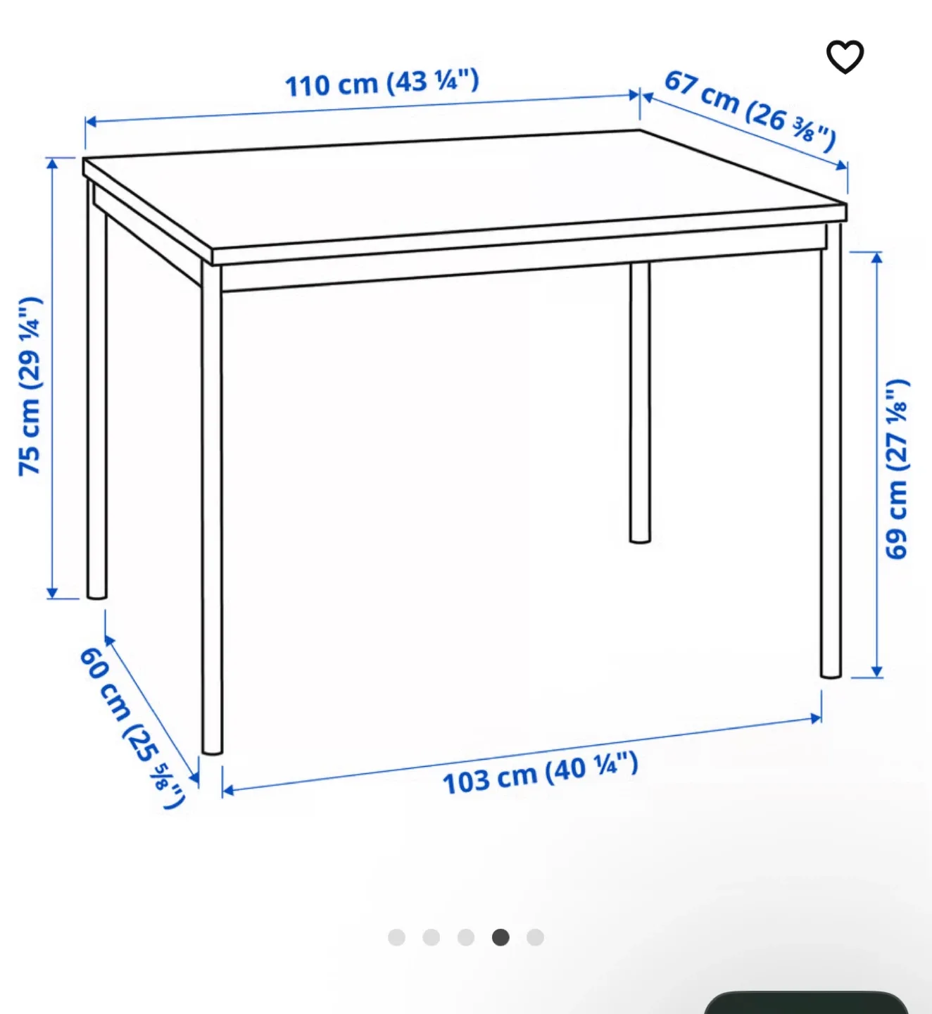 IKEA Black Dining Table - 43 1/4" x 26 3/8" image indicator(2)