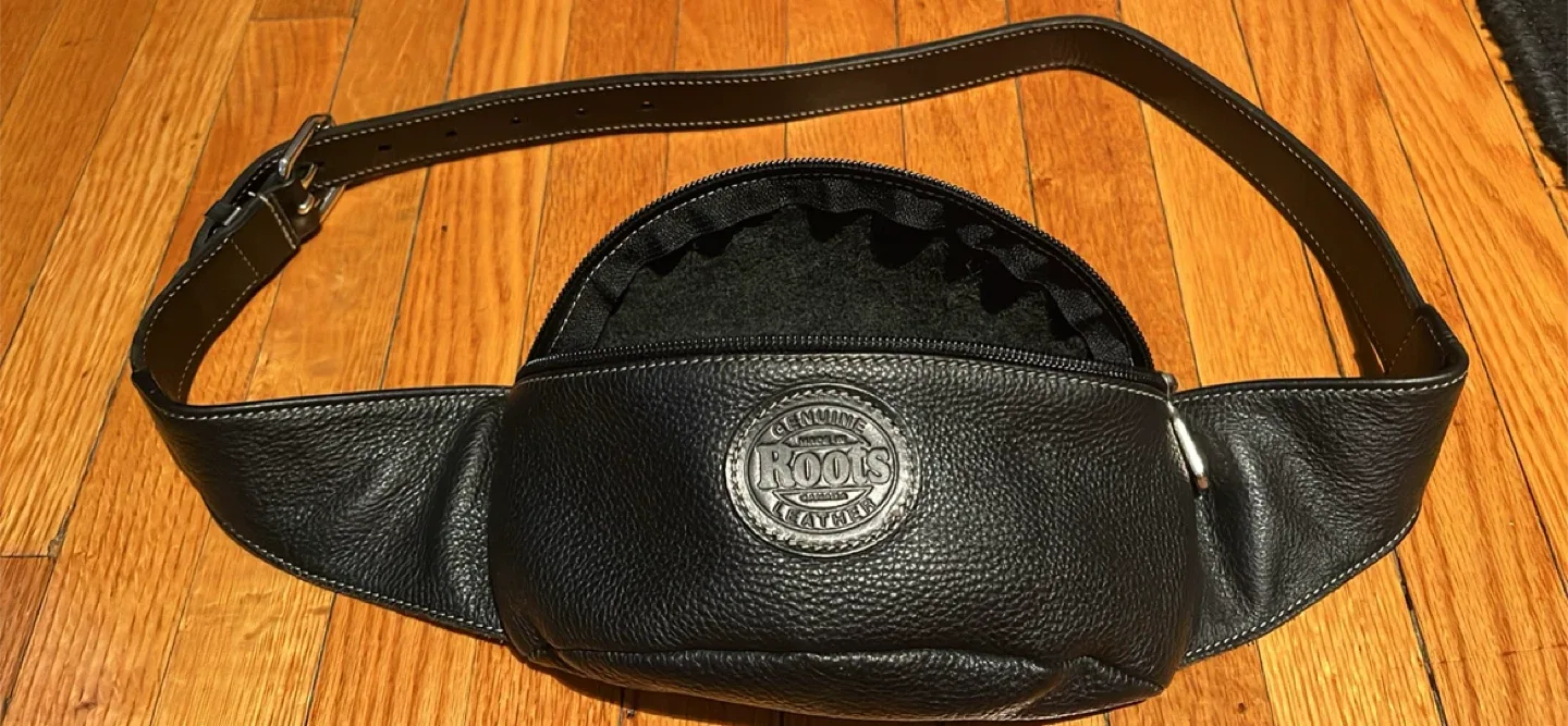 Roots Genuine Leather Black Belt Bag