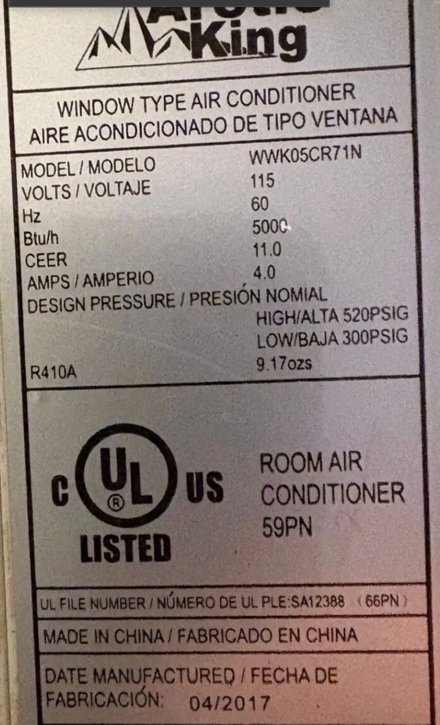 Arctic King Window Air Conditioner WWK05CR71N