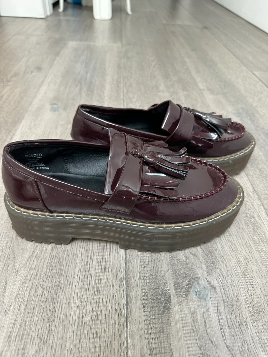 Divided Burgundy Tassel Loafers - Size 39 - photo 2